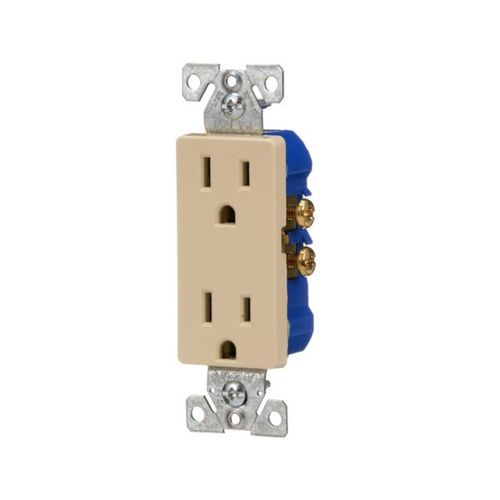 Main product image of Residential Duplex Receptacle, #14-10 Awg 15A 125V, SideAnd Push, Ivory, Impact-Resistant Duplex, 1107V-BOX