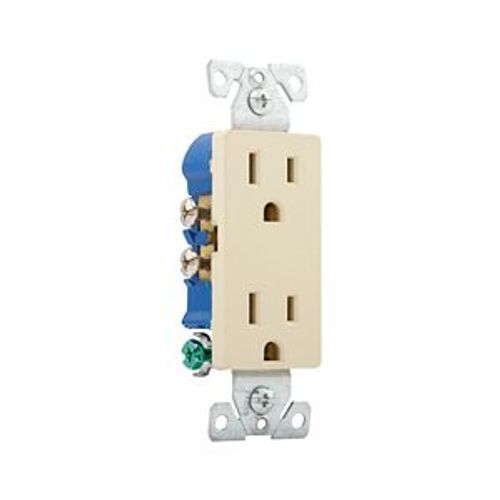 Main product image of Residential Duplex Receptacle, #14-10 Awg 15A 125V, Side & Push, Ivory, Impact-Resistant Duplex, 1107V