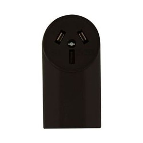 Main product image of Range Power Receptacle, 50A, Black, Screw, Glass-Filled Nylon, Flush, 10-50R, 3-Pole, 3-Wire, 112