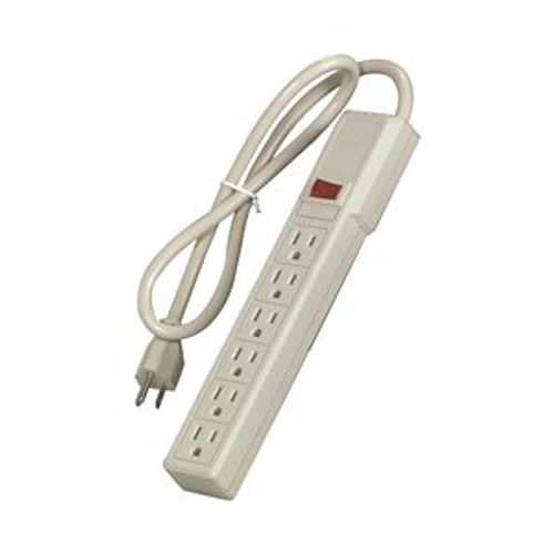Main product image of Circuit Breaker Switch Power Strip, 15A, General Purpose, 3 Ft 14/3 Sjt Cord, 6 Recept, Ivory, 1136V