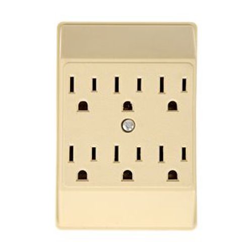 Main product image of Six Outlet Tap, Duplex Receptacle To 6 Outlets, 15A, 125V, Ivory, Thermoplastic, 5-15R, 1146V-SP