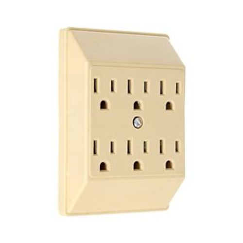 Main product image of Six Outlet Tap, Duplex Receptacle To 6 Outlets, 15A, 125V, Ivory, Thermoplastic, 5-15R, 1146V-SP