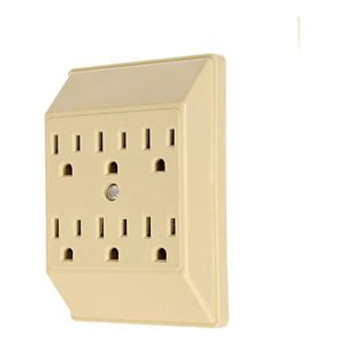 Main product image of Six Outlet Tap, Duplex Receptacle To 6 Outlets, 15A, 125V, Ivory, Thermoplastic, 5-15R, 1146V-SP