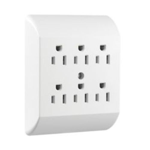 Main product image of Six Outlet Tap, Duplex Receptacle To 6 Outlets, 15A, 125V, White, Thermoplastic, 5-15R, 1146W-SP