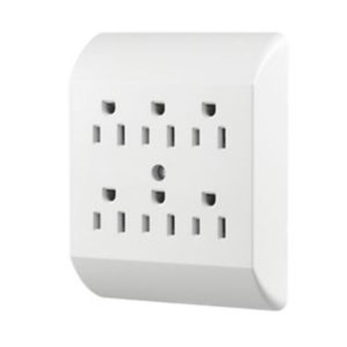 Main product image of Six Outlet Tap, Duplex Receptacle To 6 Outlets, 15A, 125V, White, Thermoplastic, 5-15R, 1146W-SP