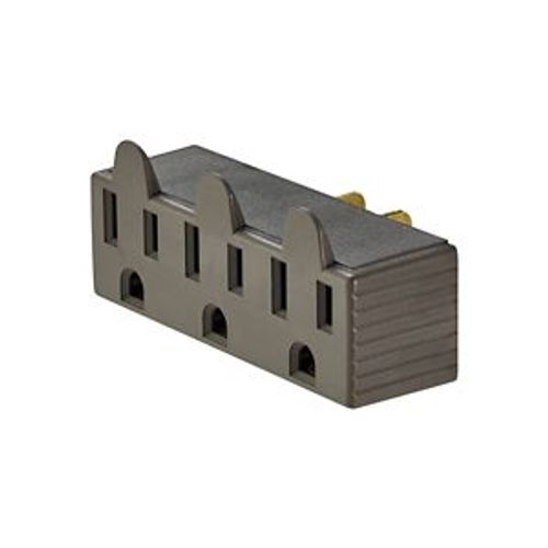 Main product image of 3 Outlet Tap, Single Receptacle To 3 Outlets, 15A, 125V, Brown, Thermoplastic, 5-15R, Nema 5-15R, 1147B-BOX