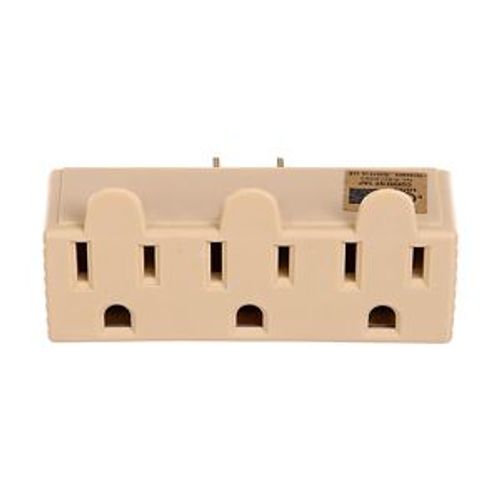 Main product image of 3 Outlet Tap, Single Receptacle To 3 Outlets, 15A, 125V, Ivory, Thermoplastic, 5-15R, Nema 5-15R, 1147V-BOX