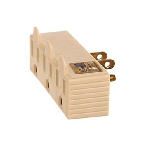 Main product image of 3 Outlet Tap, Single Receptacle To 3 Outlets, 15A, 125V, Ivory, Thermoplastic, 5-15R, Nema 5-15R, 1147V-BOX