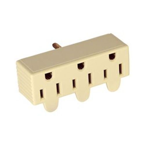 Main product image of 3 Outlet Tap, Single Receptacle To 3 Outlets, 15A, 125V, Ivory, Thermoplastic, 5-15R, Nema 5-15R, 1147V-BOX