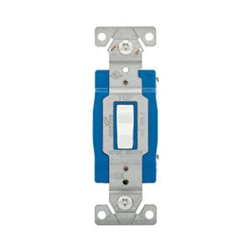 Main product image of Construction Grade Toggle Switch, #14-10 Awg, 15A, 120/277V, Back & Side, Screw, White, 1-Pole, 1201W