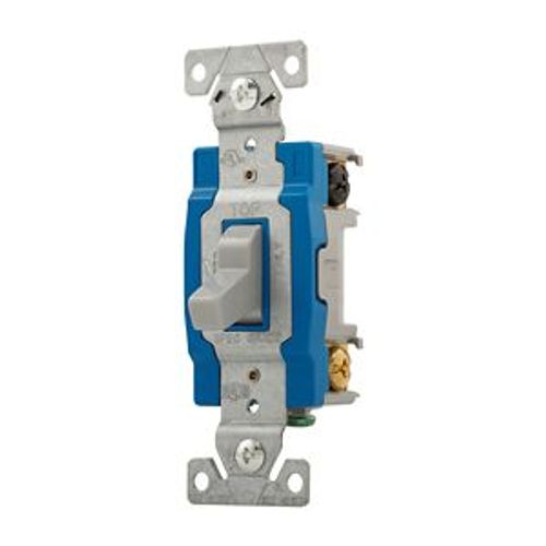 Main product image of Construction Grade Toggle Switch, #14-10 Awg, 15A, 120/277V, Back & Side, Screw, Gray, 3-Way, 1203GY