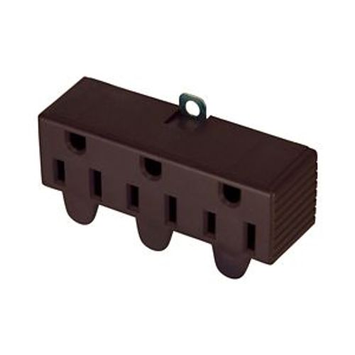 Main product image of Swivel 3 Outlet Tap, Swivel, Single Receptacle To 3 Outlets, 15A, 125V, Brown, 5-15R, Nema 5-15R, 1219B-BOX