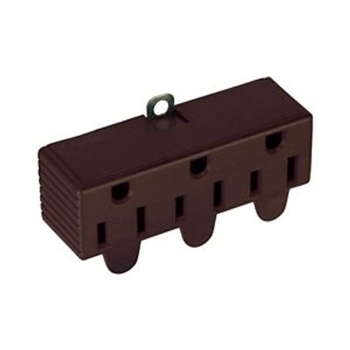 Main product image of Swivel 3 Outlet Tap, Swivel, Single Receptacle To 3 Outlets, 15A, 125V, Brown, 5-15R, Nema 5-15R, 1219B-BOX