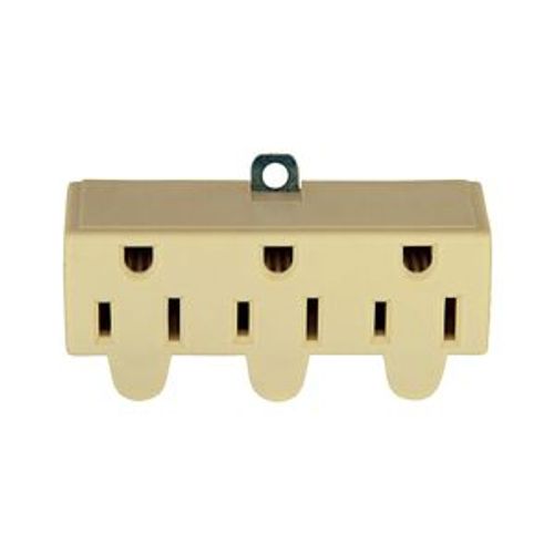 Main product image of Swivel 3 Outlet Tap, Swivel, Single Receptacle To 3 Outlets, 15A, 125V, Ivory, 5-15R, Nema 5-15R, 1219V-BOX