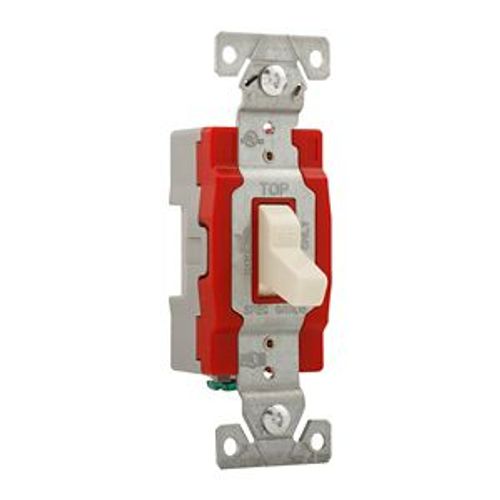 Main product image of Construction Grade Toggle Switch, #14-10 Awg, 20A, Flush, 120/277V, Screw, Light Almond, 1-Pole, 1221LA