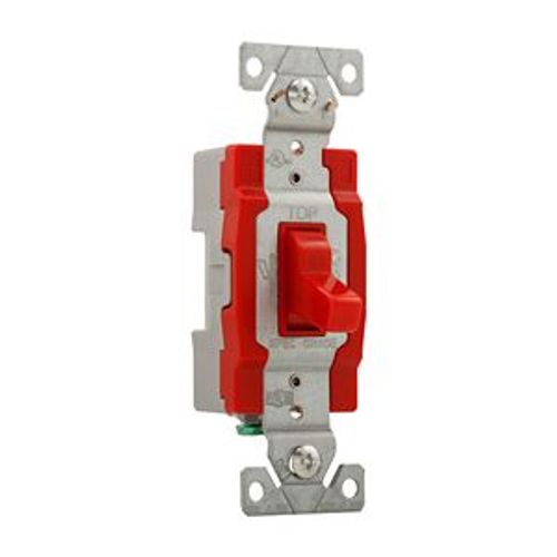 Main product image of Construction Grade Toggle Switch, #14-10 Awg, 20A, Flush, 120/277V, Back & Side, Red, 1-Pole, 1221RD