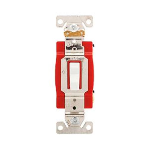 Main product image of Construction Grade Toggle Switch, #14-10 Awg, 20A, Flush, 120/277V, Screw, White, 1-Pole, 1221W