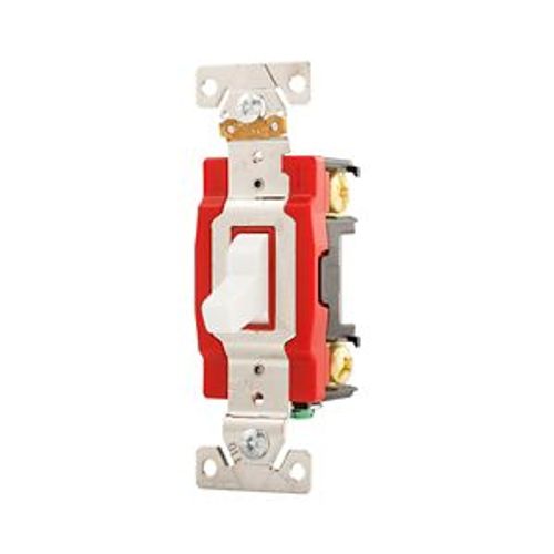 Main product image of Construction Grade Toggle Switch, #14-10 Awg, 20A, Flush, 120/277V, Screw, White, 1-Pole, 1221W