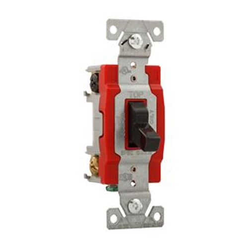 Main product image of Construction Grade Toggle Switch, #14-10 Awg, 20A, Flush, 120/277V, Back & Side, Black, 2-Pole, 1222BK