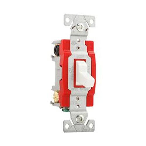 Main product image of Construction Grade Toggle Switch, #14-10 Awg 20A, Flush Mounted, 120/277V, White, 2-Pole, 1222W