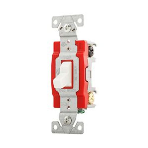 Main product image of Construction Grade Toggle Switch, #14-10 Awg 20A, Flush Mounted, 120/277V, White, 2-Pole, 1222W