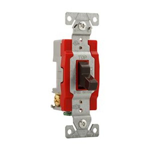 Main product image of Construction Grade Toggle Switch, #14-10 Awg, 20A, 120/277V, Back & Side, Screw, Brown, 3-Way, 1223B