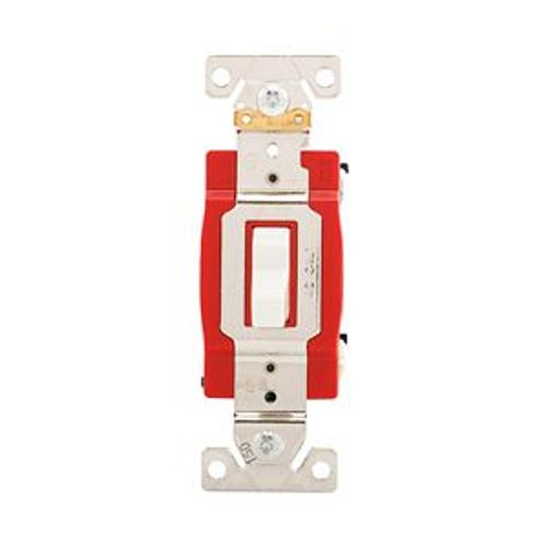 Main product image of Construction Grade Toggle Switch, #14-10 Awg, 20A, 120/277V, Back & Side, Screw, White, 3-Way, 1223W