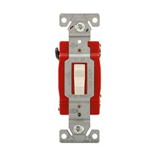 Main product image of Construction Grade Toggle Switch, #14-10 Awg, 20A, 120/277V, Back & Side, Screw, Light Almond, 1224LA
