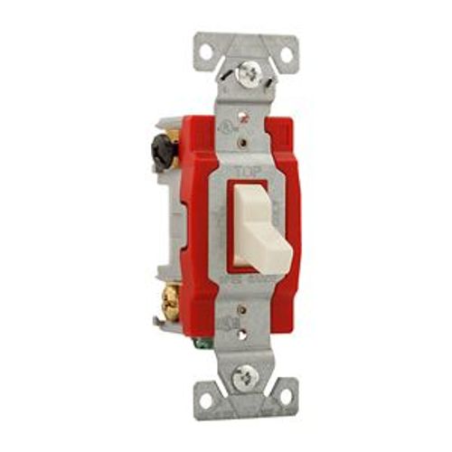 Main product image of Construction Grade Toggle Switch, #14-10 Awg, 20A, 120/277V, Back & Side, Screw, Light Almond, 1224LA