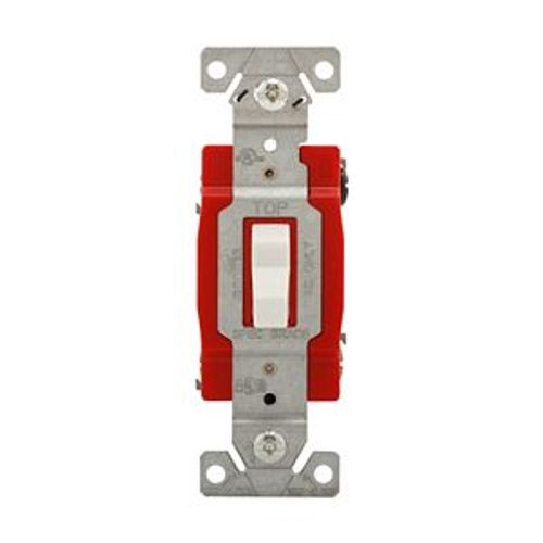 Main product image of Construction Grade Toggle Switch, #14-10 Awg, 20A, 120/277V, Back & Side, Screw, White, 4-Way, 1224W