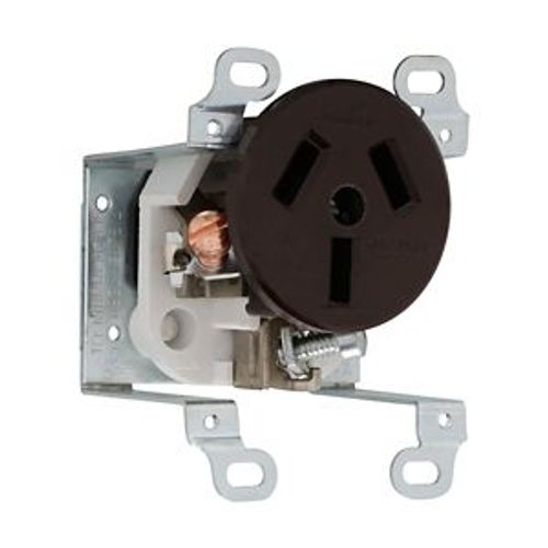 Main product image of Receptacle, #12 -4Awg, 50A, Flush, 125/250V, Back, Brown, Nema 10-50R, 3-Pole, 3-Wire, 122B-BOX