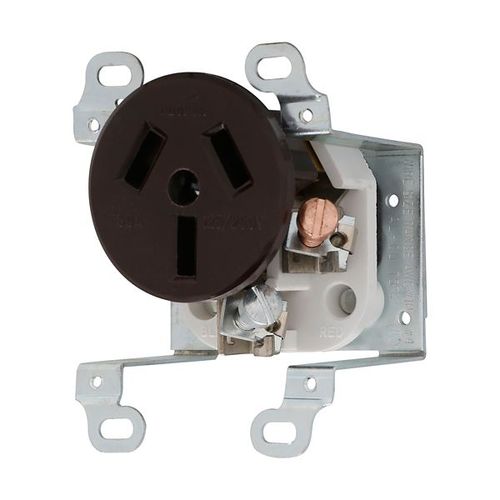 Main product image of Receptacle, #12 -4Awg, 50A, Flush, 125/250V, Back, Brown, Nema 10-50R, 3-Pole, 3-Wire, 122B-BOX