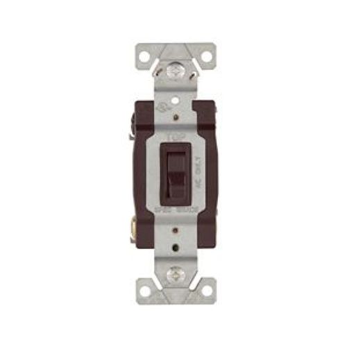 Main product image of Toggle Switch, #14-10 Awg, 15A, Residential, Wall, 120V, Side And Push, Grounding, Brown, 4-Way, 1242-7B-BOX