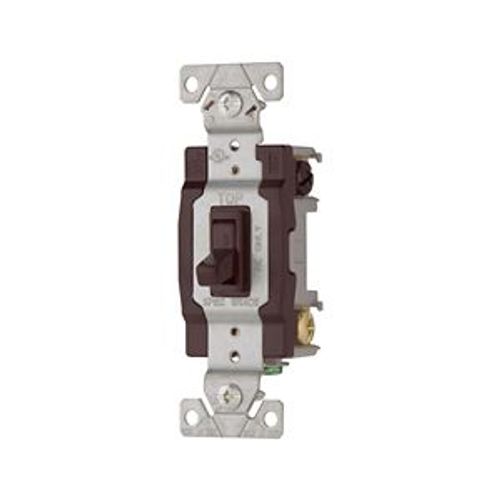 Main product image of Toggle Switch, #14-10 Awg, 15A, Residential, Wall, 120V, Side And Push, Grounding, Brown, 4-Way, 1242-7B-BOX