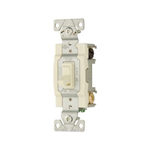 Main product image of Toggle Switch, #14-10 Awg, 15A, Residential, Wall, 120V, Side And Push, Grounding, Light Almond, 1242-7LA-BOX