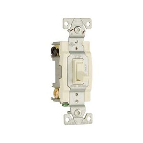 Main product image of Toggle Switch, #14-10 Awg, 15A, Residential, Wall, 120V, Side And Push, Grounding, Light Almond, 1242-7LA-BOX