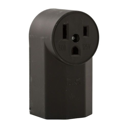 Main product image of Receptacle, #12 - 4Awg, 50A, Surface, 125V, BackAnd Bottom, Black, Nema 5-50R, 2-Pole, 3-Wire, 1251