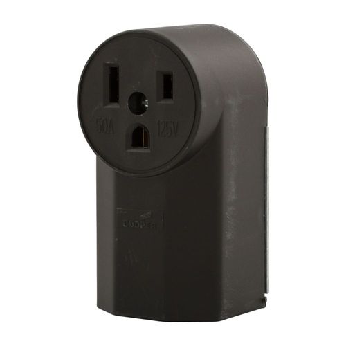 Main product image of Receptacle, #12 - 4Awg, 50A, Surface, 125V, BackAnd Bottom, Black, Nema 5-50R, 2-Pole, 3-Wire, 1251