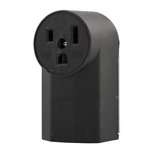 Main product image of Receptacle, #12 - 4Awg, 50A, Surface, 250V, BackAnd Bottom, Black, Nema 6-50R, 2-Pole, 3-Wire, 1252