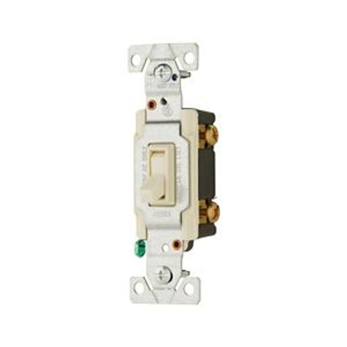 Main product image of Toggle Switch, Lighted, #14-10 Awg 15A 120V, Light Almond, Load Type: Motor Control, Fan, 1-Pole, 1301-7LTLABX