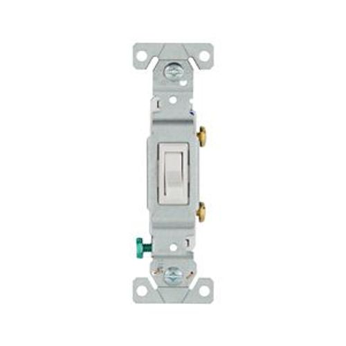 Main product image of Toggle Switch, #14-10 Awg, 15A, Flush Mount, 120V, Side & Push, Screw, White, 1-Pole, 1-Pole, 1301-9W
