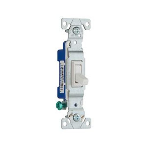 Main product image of Toggle Switch, #14-10 Awg, 15A, Flush Mount, 120V, Side & Push, Screw, White, 1-Pole, 1-Pole, 1301-9W