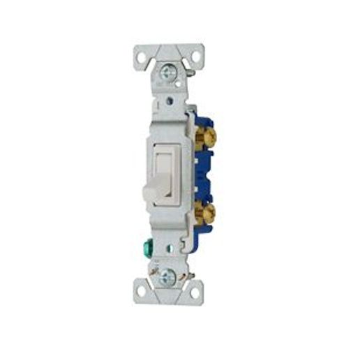 Main product image of Toggle Switch, #14-10 Awg, 15A, Flush Mount, 120V, Side & Push, Screw, White, 1-Pole, 1-Pole, 1301-9W