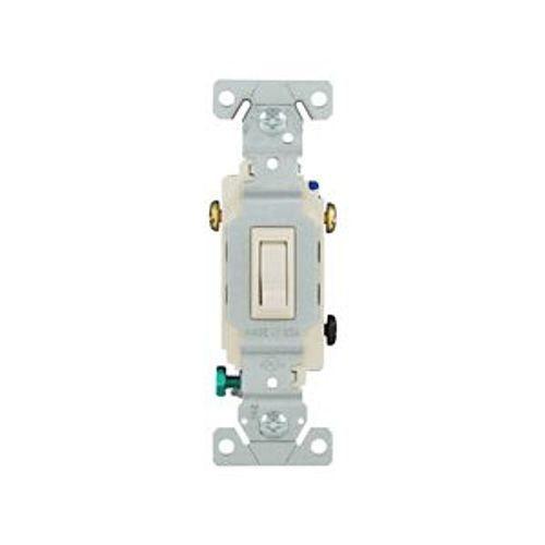 Main product image of Toggle Switch, #14-10 Awg 15A, 120V, Light Almond, Load Type: Motor Control, Fan, 1-Pole, 3-Way, 1303-7LA