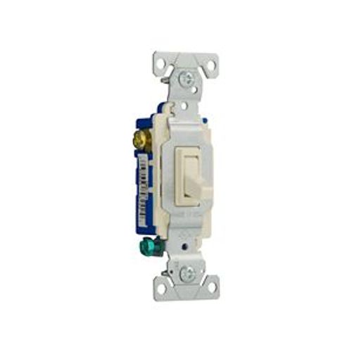 Main product image of Toggle Switch, #14-10 Awg 15A, 120V, Light Almond, Load Type: Motor Control, Fan, 1-Pole, 3-Way, 1303-7LA