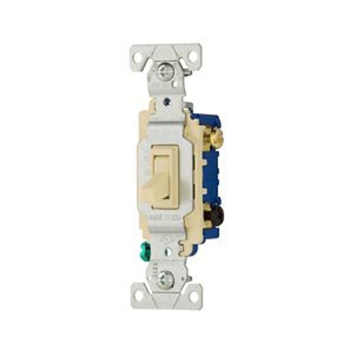 Main product image of Toggle Switch, #14-10 Awg 15A, 120V, Ivory, Load Type: Motor Control, Fan, 1-Pole, 3-Way, 1303-7V