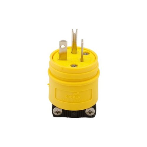Main product image of Straight Blade Plug, #14-8 Awg, 20A, Industrial, 125V, Back Wire, Yellow, Black, 1433