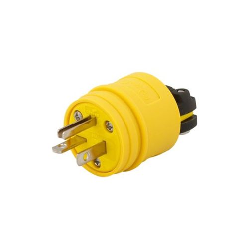 Main product image of Straight Blade Plug, #14-8 Awg, 20A, Industrial, 125V, Back Wire, Yellow, Black, 1433