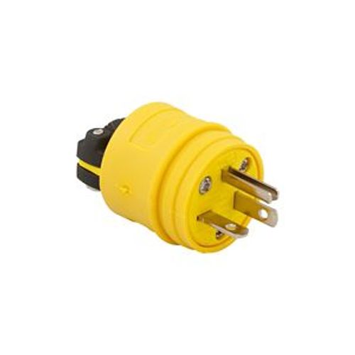 Main product image of Straight Blade Plug, #14-8 Awg, 20A, Industrial, 125V, Back Wire, Yellow, Black, 1433