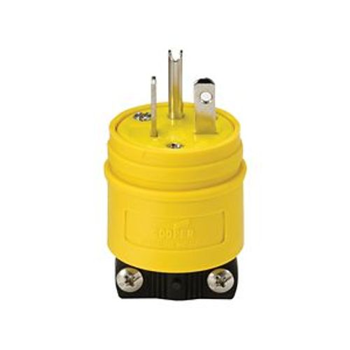 Main product image of Straight Blade Plug, #14-8 Awg, 20A, Industrial, 250V, Back Wire, Yellow, Black, 1448